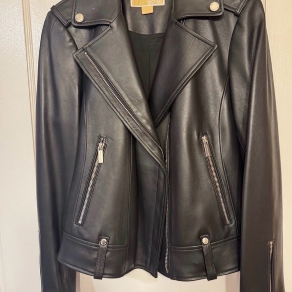MICHAEL Michael Kors Black Leather Biker Jacket